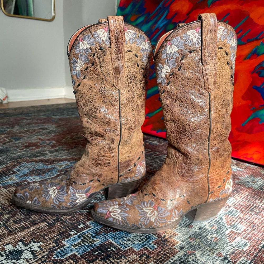 Dan Post Brown Floral cowboy Boots